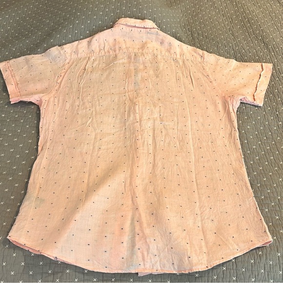 Rodd & Gunn Men’s Pink with Navy Dots Linen Button Down Shirt Size Medium - Picture 2 of 6